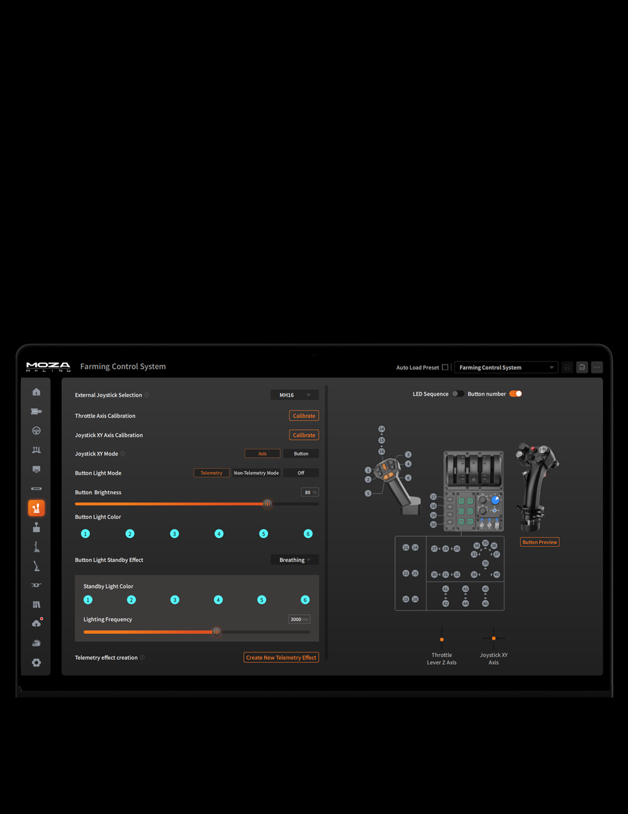 Moza FCS Farming Control System - configuration in moza software